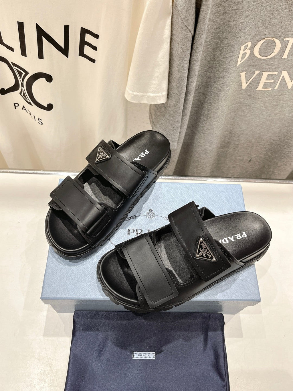 PRADA STRAP SANLS BLACK CALFSKIN