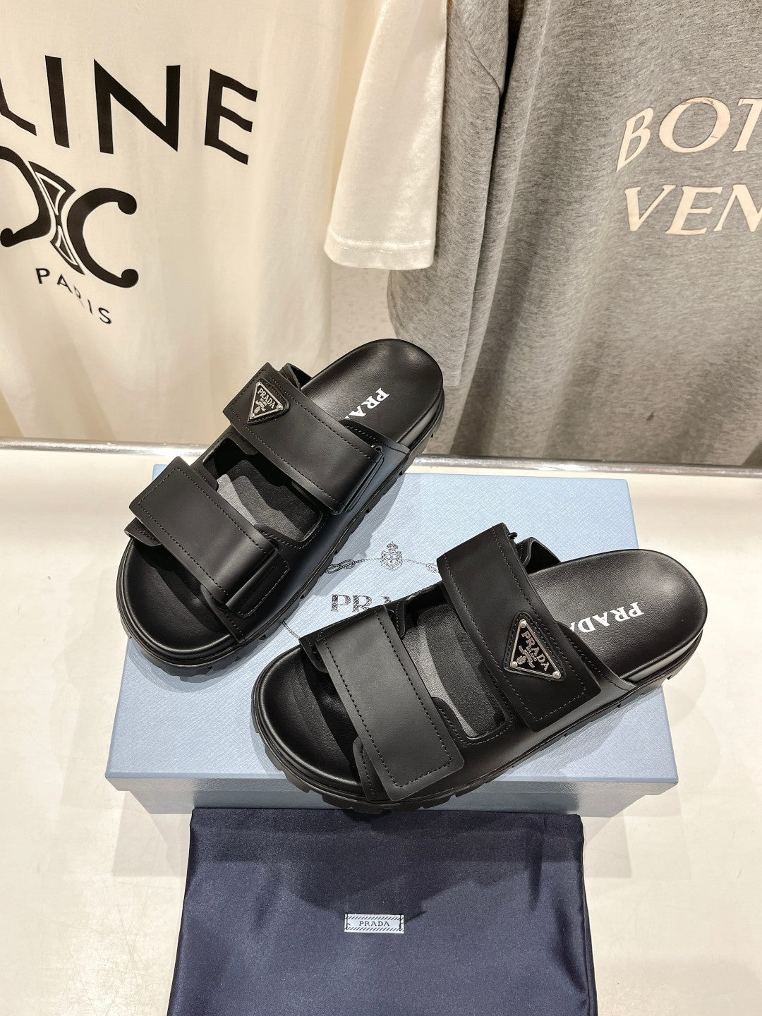 PRADA STRAP SANLS BLACK CALFSKIN