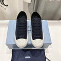 PRADA PRINTED COTTON SNEAKERS BALTIC BLUE CANVAS
