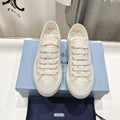 PRADA PRINTED COTTON SNEAKERS WHITE CANVAS