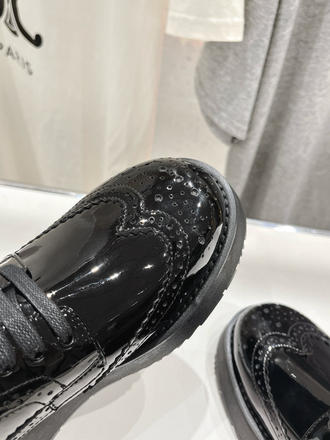 PRADA BRUSHED LEATHER DERBY SHOES GLOSSY BLACK