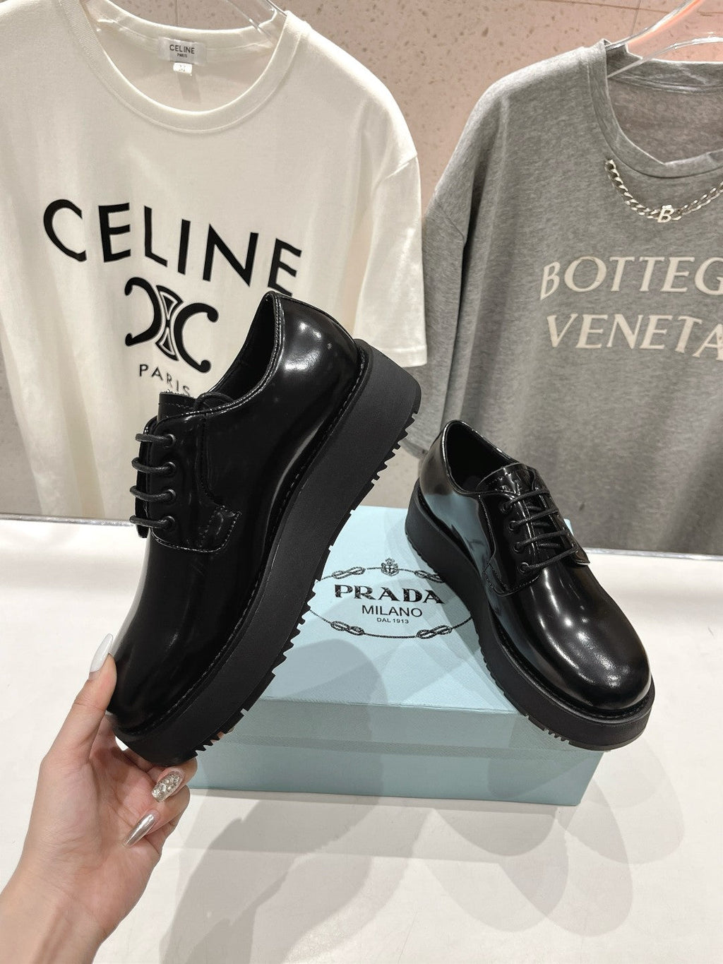 PRADA BRUSHED LEATHER LOAFERS JET-BLACK