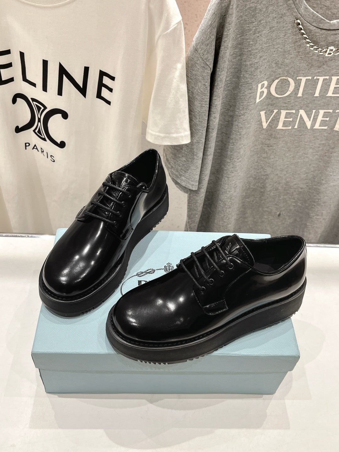 PRADA BRUSHED LEATHER LOAFERS JET-BLACK