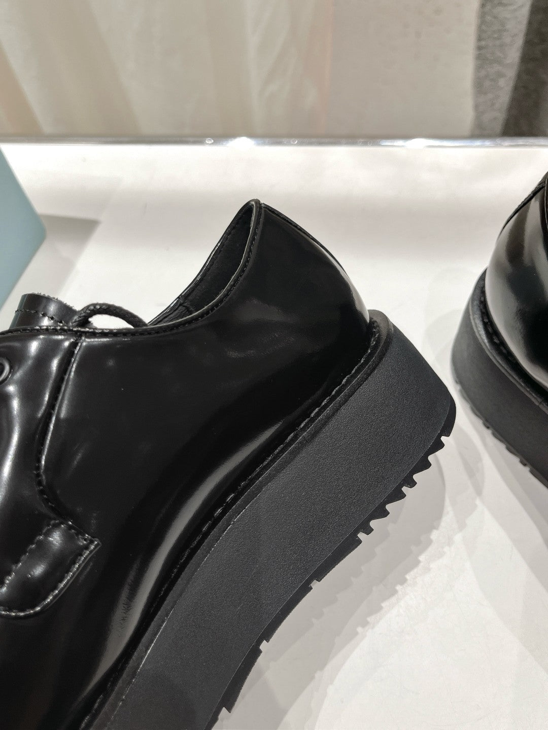 PRADA BRUSHED LEATHER LOAFERS JET-BLACK