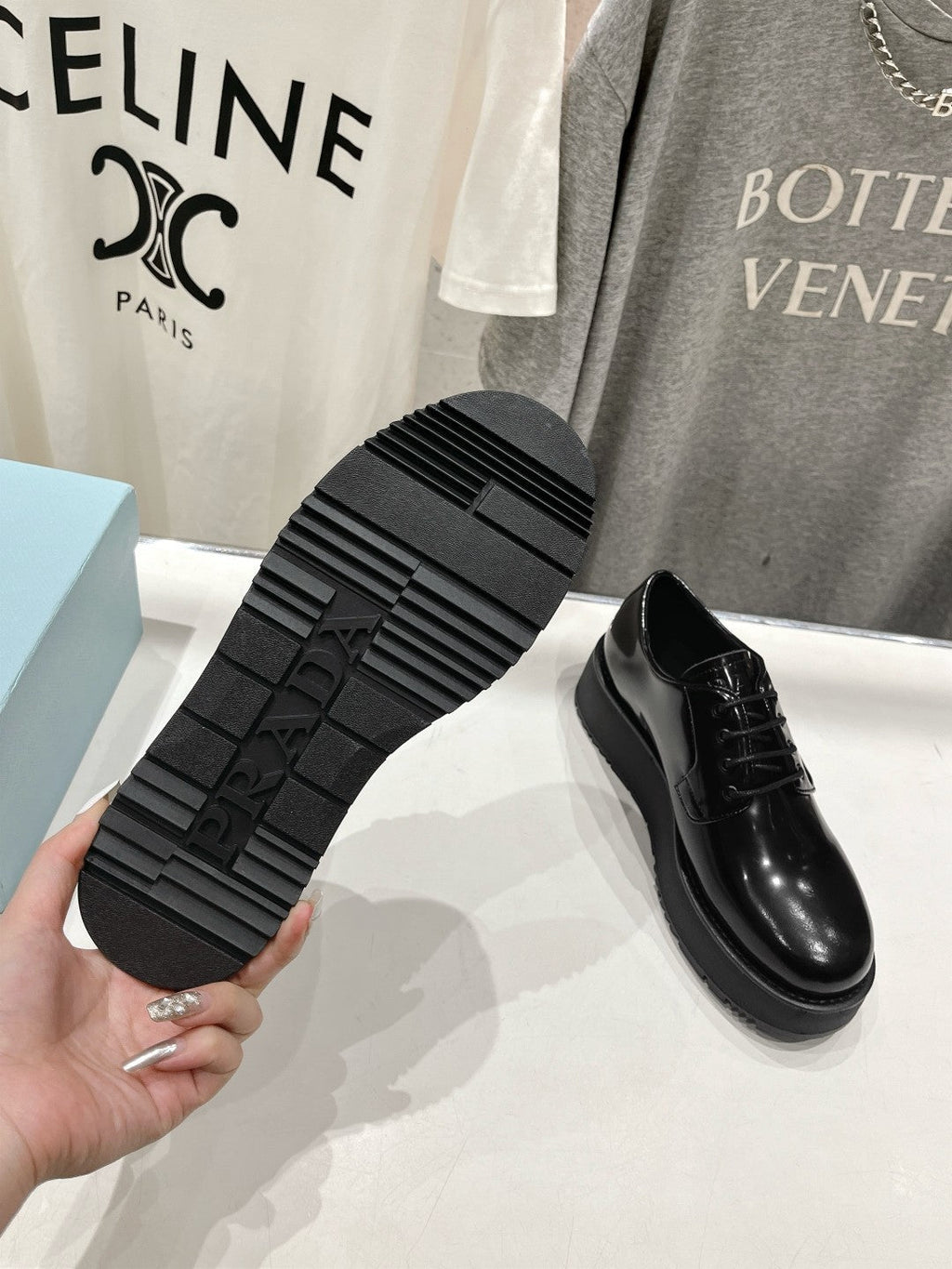 PRADA BRUSHED LEATHER LOAFERS JET-BLACK